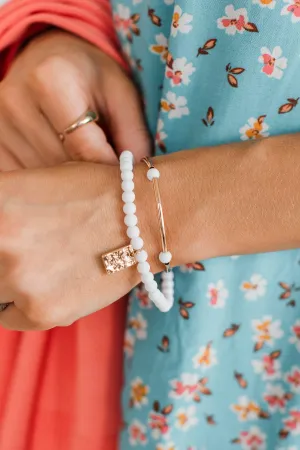Stylish Situation Beaded Bracelet- White