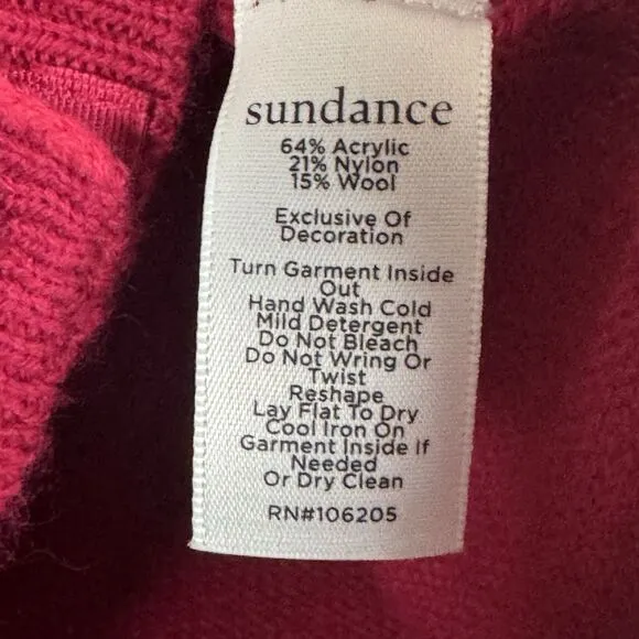 Sundance Womens Red Beaded Embellished Betty Cardigan Size S Wool Cozy Soft