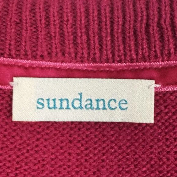 Sundance Womens Red Beaded Embellished Betty Cardigan Size S Wool Cozy Soft
