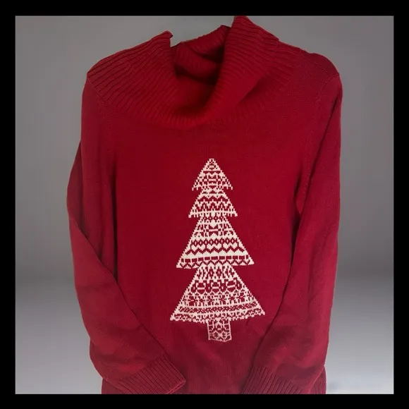 Talbots Holiday Winter Christmas SimpleCozy Wool Blend Cowl Neck Sweater Sz Med