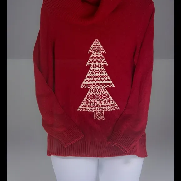 Talbots Holiday Winter Christmas SimpleCozy Wool Blend Cowl Neck Sweater Sz Med