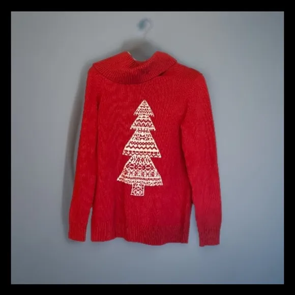 Talbots Holiday Winter Christmas SimpleCozy Wool Blend Cowl Neck Sweater Sz Med