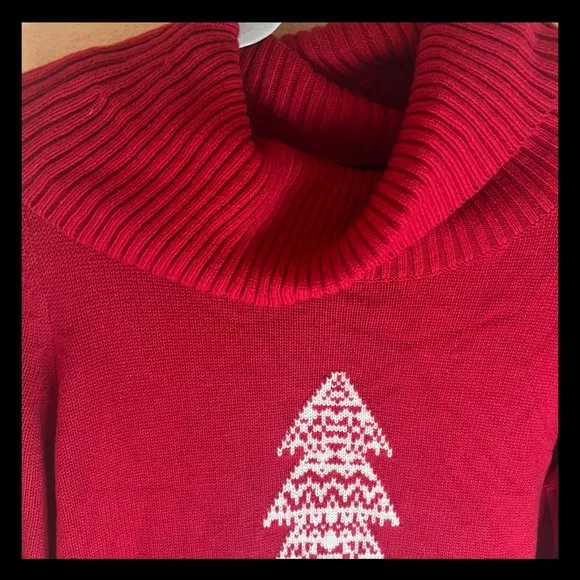 Talbots Holiday Winter Christmas SimpleCozy Wool Blend Cowl Neck Sweater Sz Med