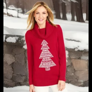 Talbots Holiday Winter Christmas SimpleCozy Wool Blend Cowl Neck Sweater Sz Med