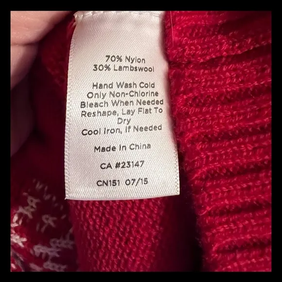 Talbots Holiday Winter Christmas SimpleCozy Wool Blend Cowl Neck Sweater Sz Med