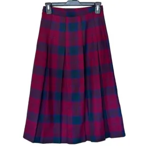 The Eagle’s Eye Vintage 100% wool plaid academia Red Blue Pleated Skirt Sz 6