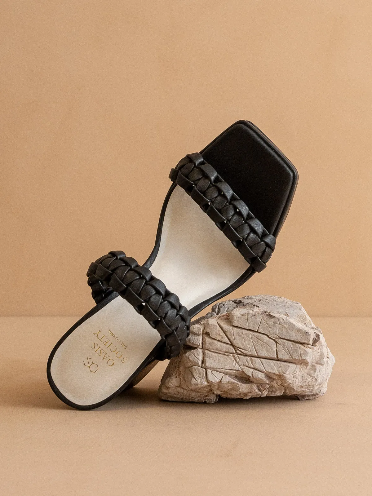 The Zenda | Black Braided chunky platform party heel