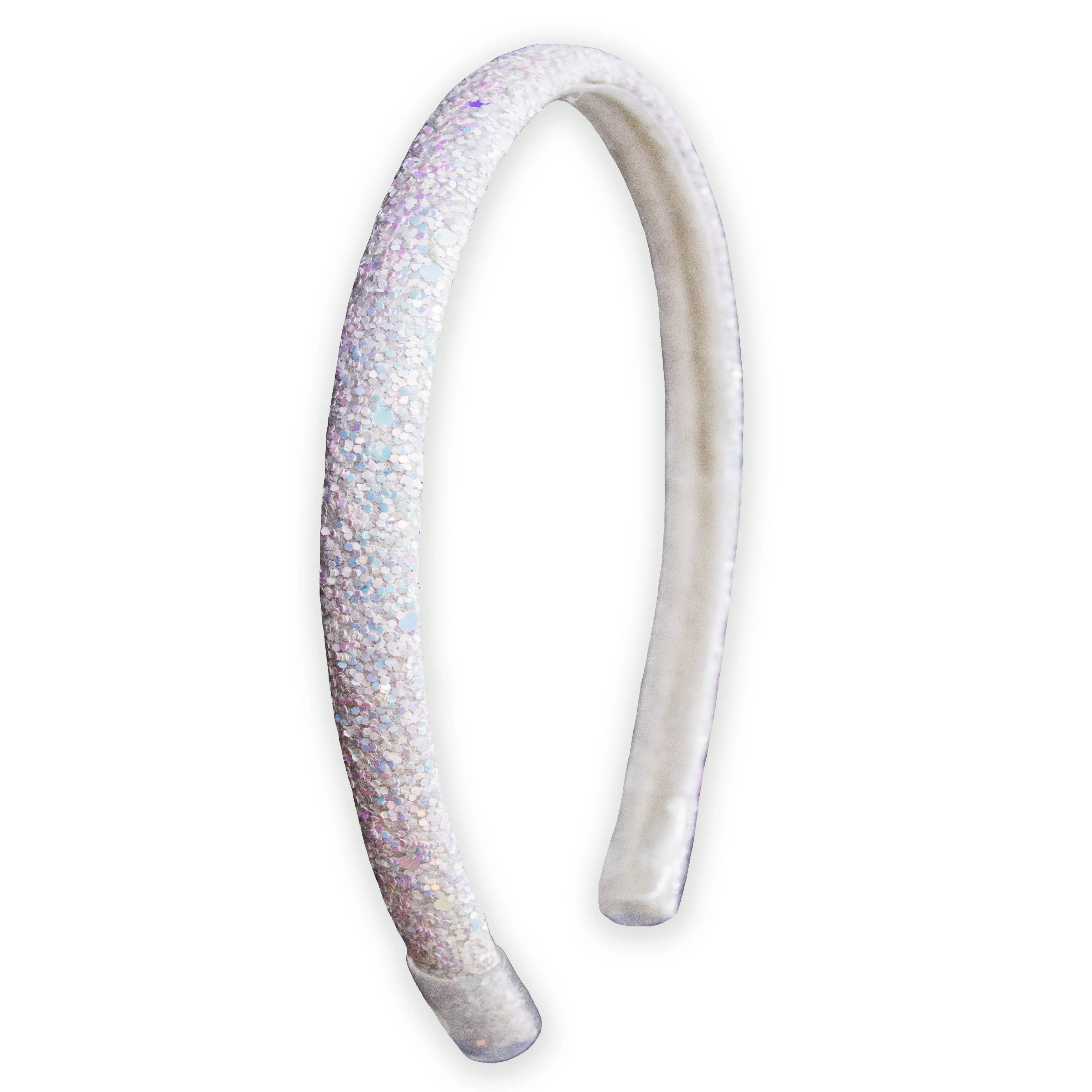 Thin Glitter Headband - Padded Hair Bands: White