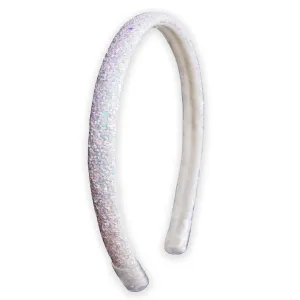 Thin Glitter Headband - Padded Hair Bands: White