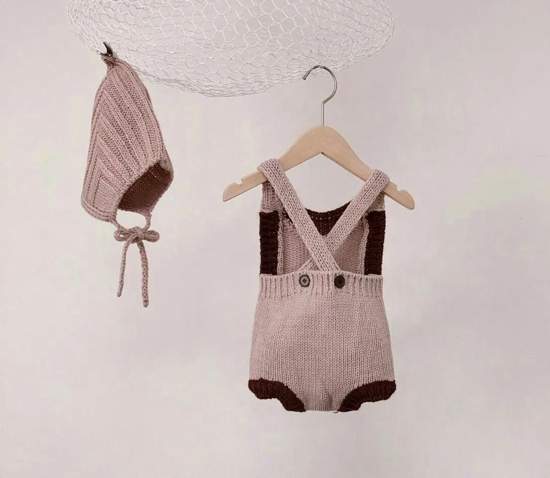 Two Tone Knit Romper, Dusty Pink
