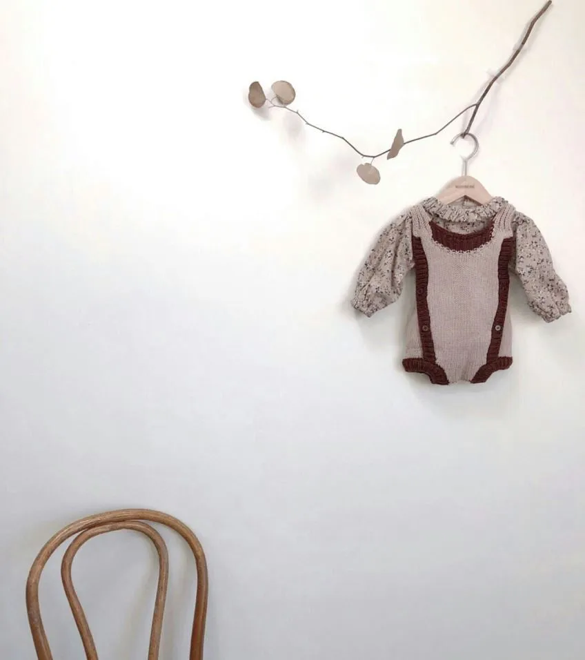 Two Tone Knit Romper, Dusty Pink