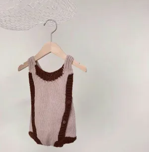 Two Tone Knit Romper, Dusty Pink