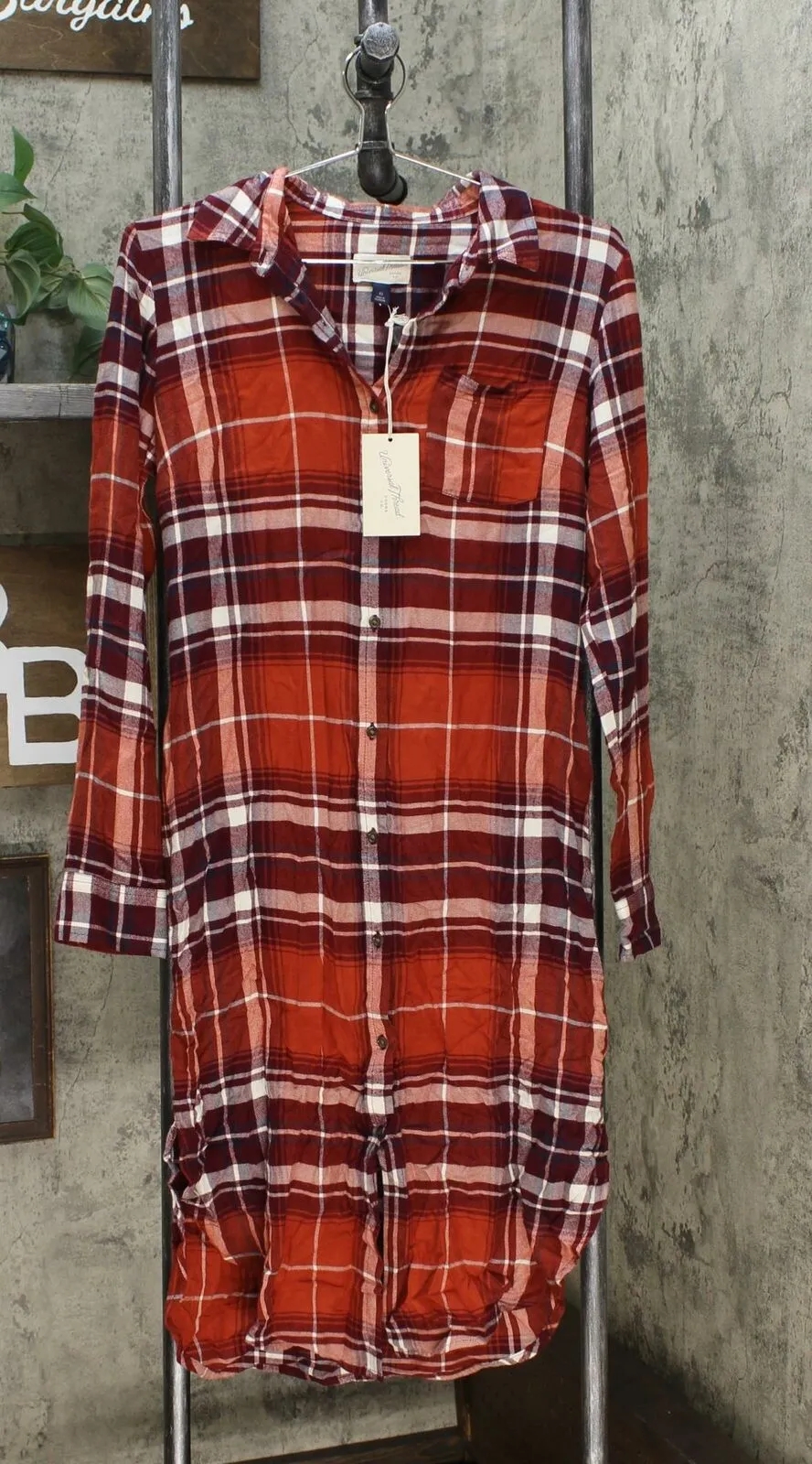Universal Thread Womens Plaid Long Sleeve Button-Front Midi Shirtdress