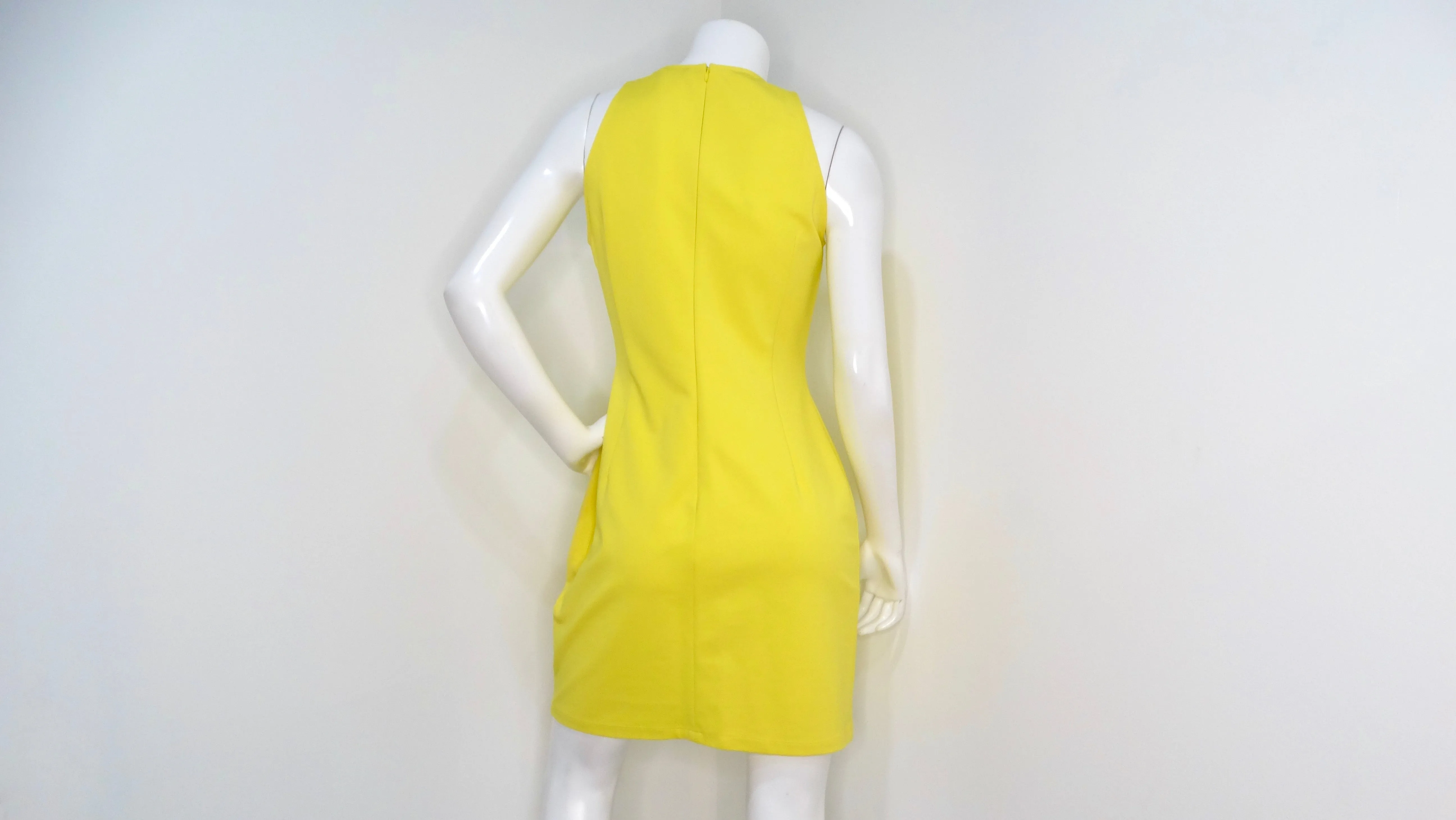 Versus Versace Yellow Sleeveless Mini Dress With Lion Motif Eyelets