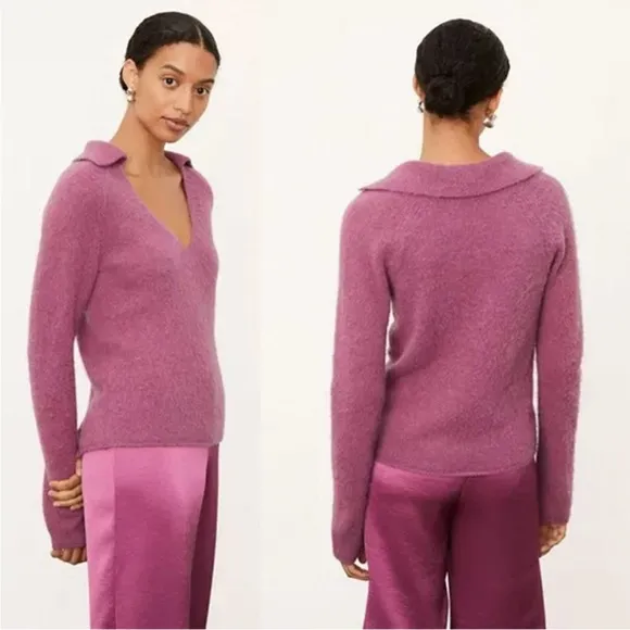 VINCE NWT $345 Brushed Alpaca Wool Polo Pullover Sweater Size S Soft