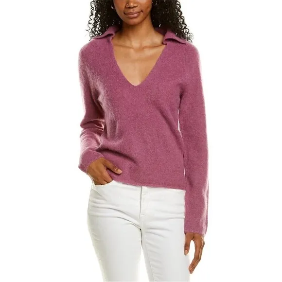 VINCE NWT $345 Brushed Alpaca Wool Polo Pullover Sweater Size S Soft