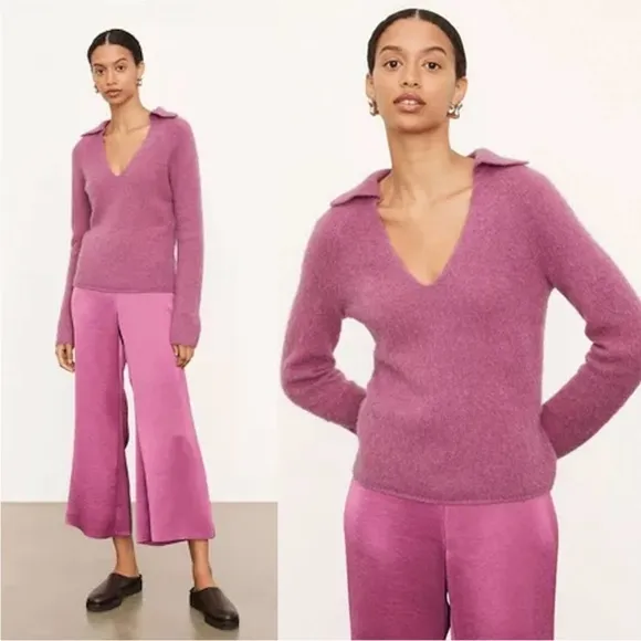 VINCE NWT $345 Brushed Alpaca Wool Polo Pullover Sweater Size S Soft