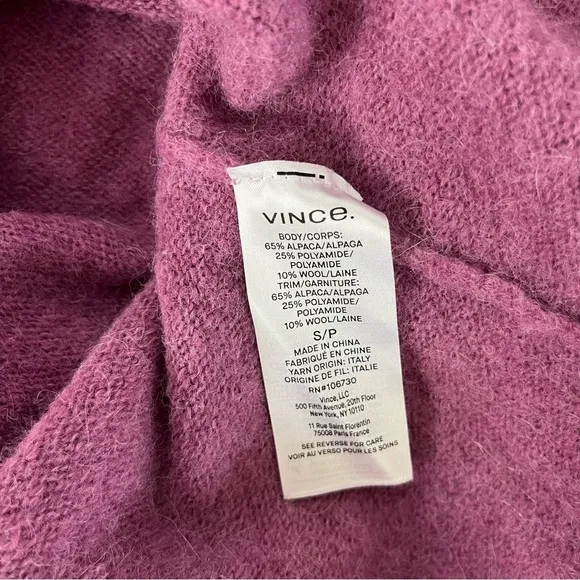 VINCE NWT $345 Brushed Alpaca Wool Polo Pullover Sweater Size S Soft