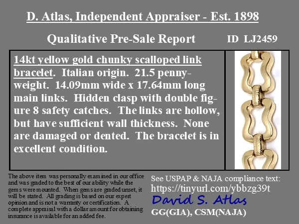 Vintage Rectangular Link Yellow Gold Bracelet