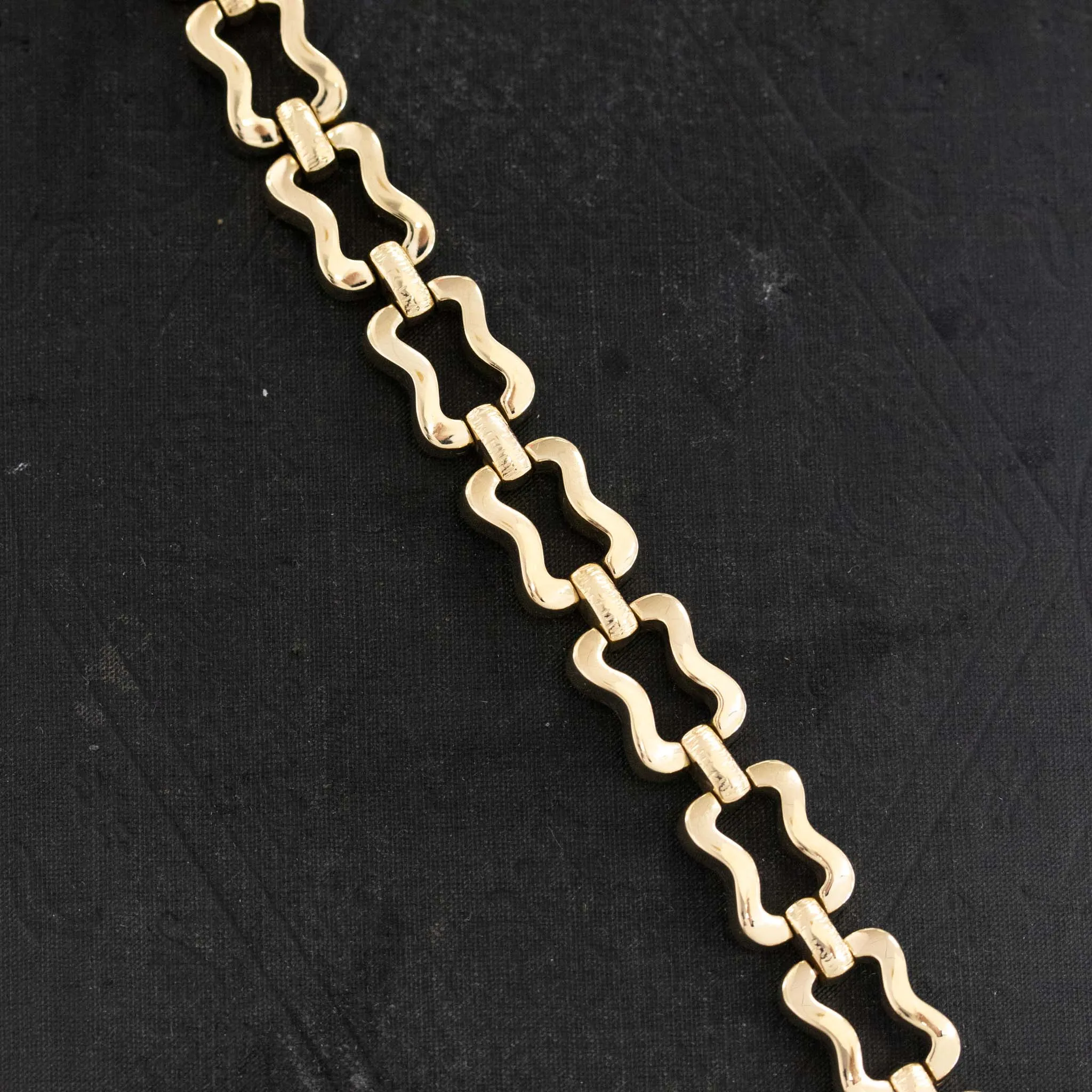 Vintage Rectangular Link Yellow Gold Bracelet