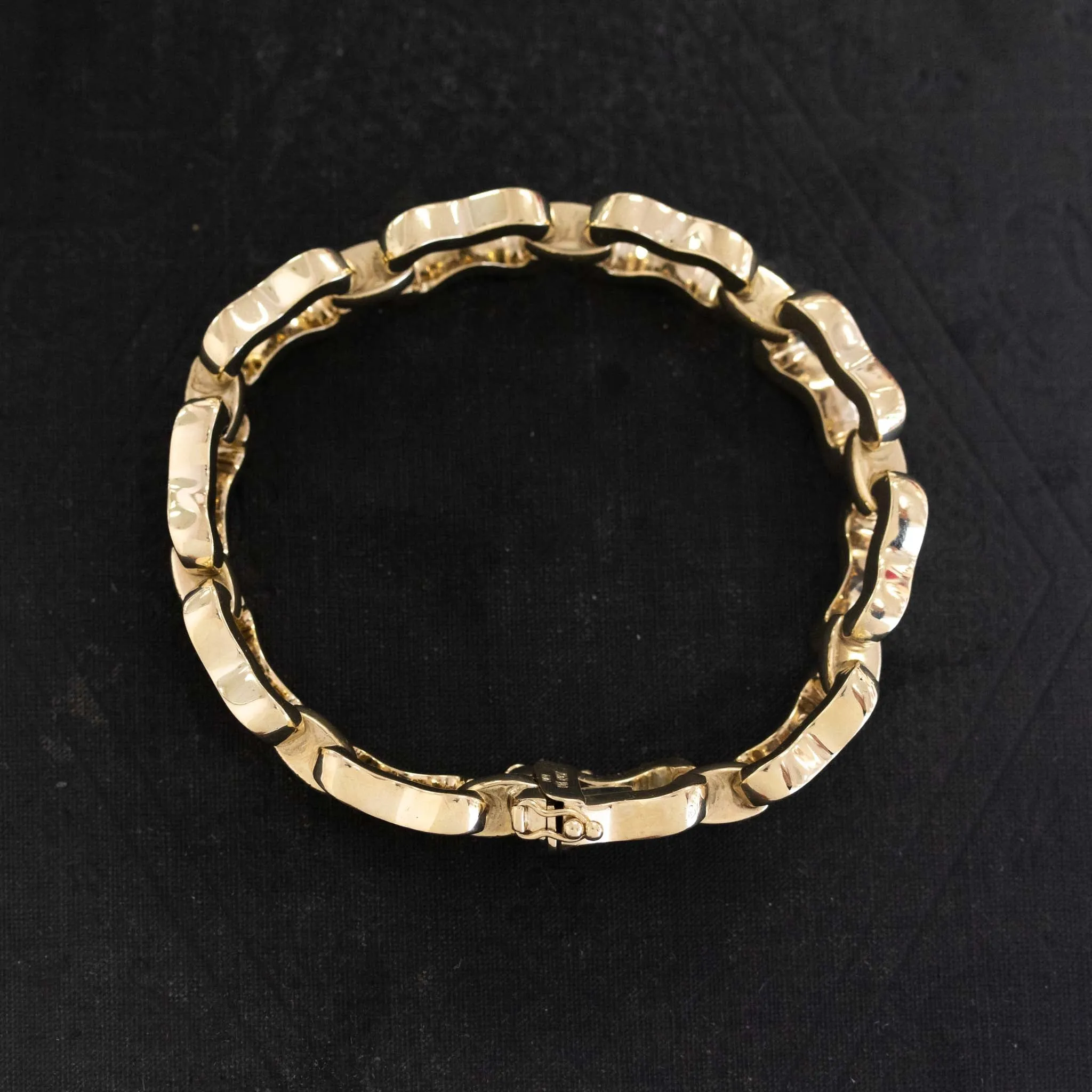 Vintage Rectangular Link Yellow Gold Bracelet