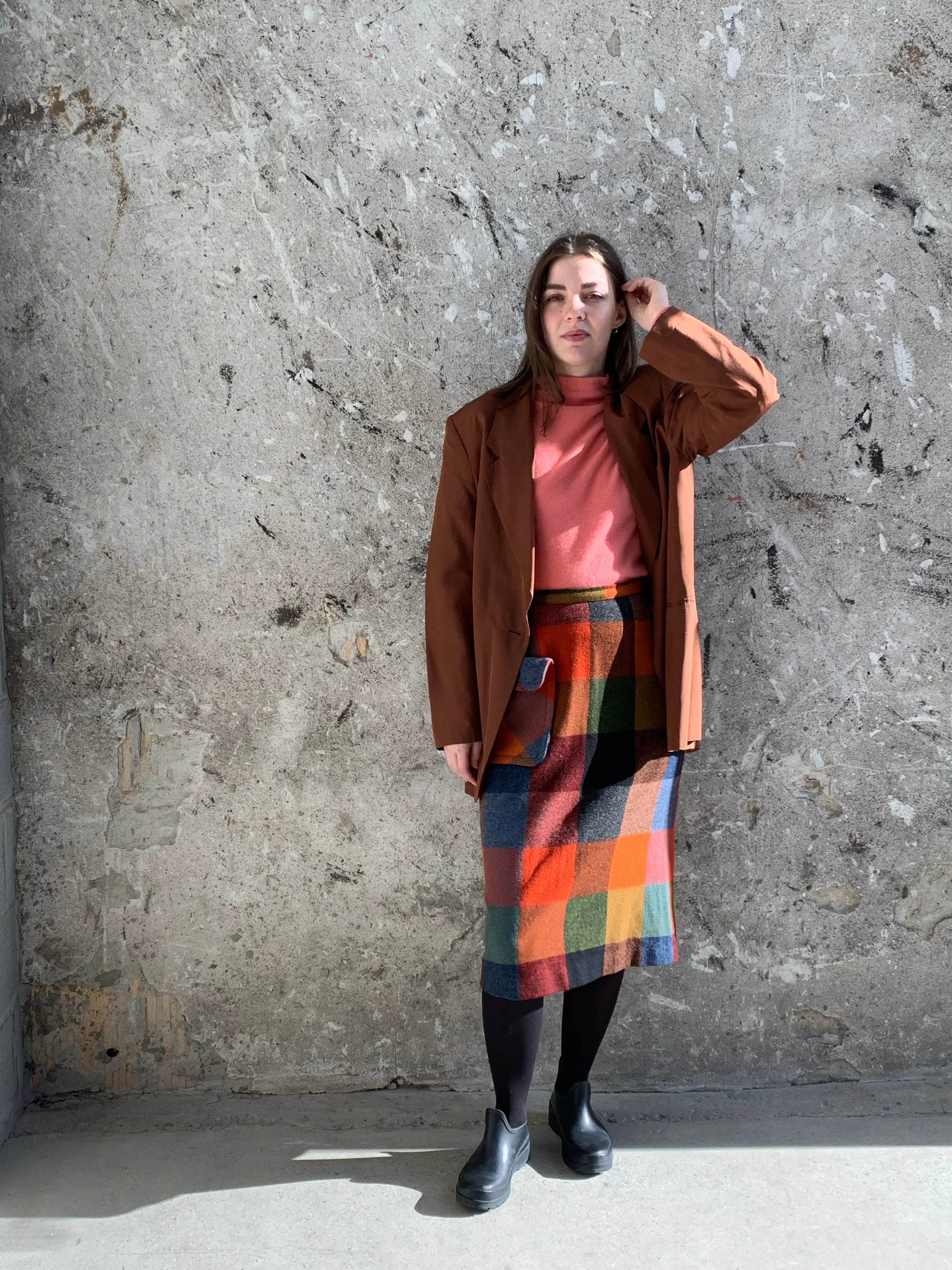 warm plaid wool skirt