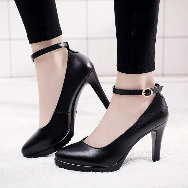 Women's Petite Size Platform Ankle Strap Pump Shoes AS279