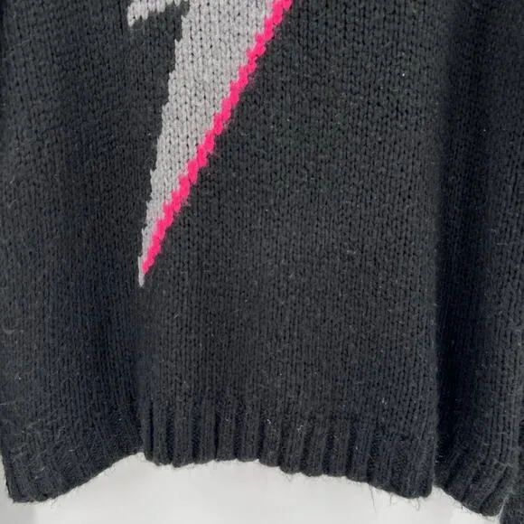 Wooden Ships Sweater Black Mohair Wool Lightning Bolt Oversized Women's Size S/M