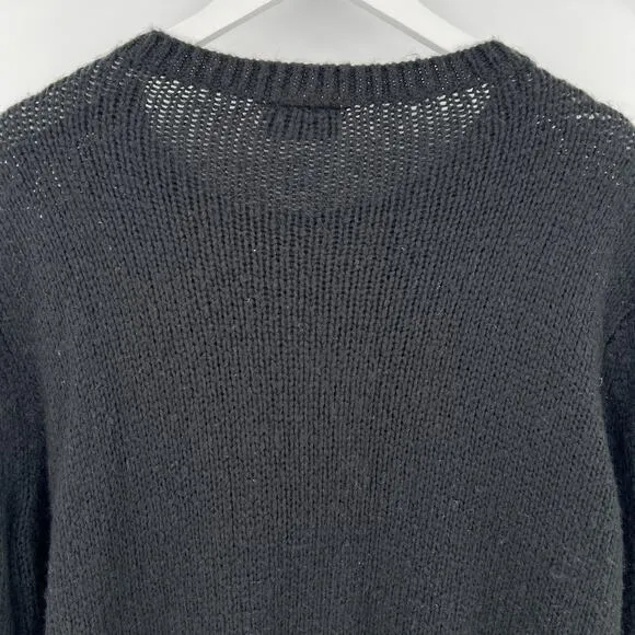 Wooden Ships Sweater Black Mohair Wool Lightning Bolt Oversized Women's Size S/M