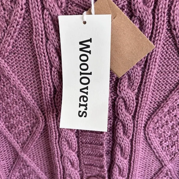 Woolovers NWT Cable Button Through Cardigan XL Pure Wool