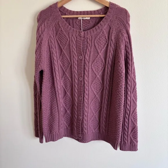 Woolovers NWT Cable Button Through Cardigan XL Pure Wool