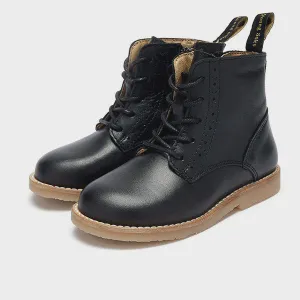 Young Soles - Chester Brogue Derby Ankle Boot - Black Leather